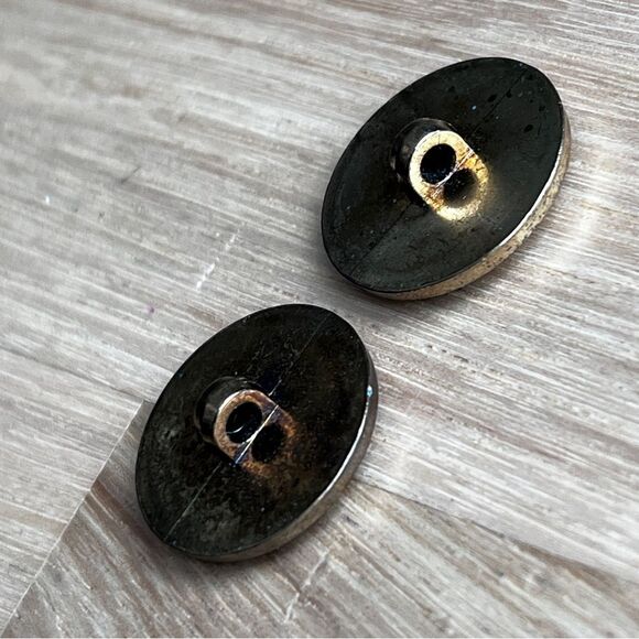 5/$20 Pair Buttons Black and Gold Round 1" dia x 1/4'' Tall Plastic - Picture 2 of 2